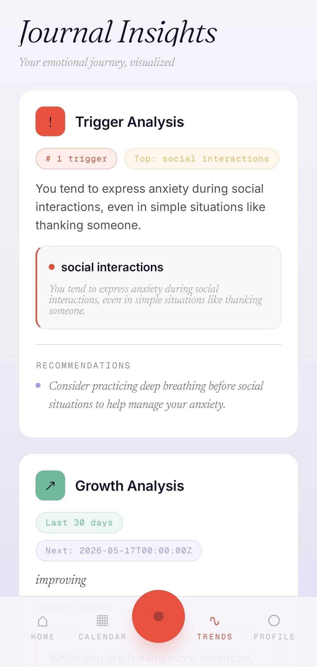 Mirova Insights - emotional pattern analysis and trends